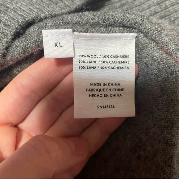 Naadam wool cashmere quarter zip gray pullover sweater - Picture 5 of 5